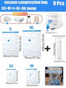 9-1 件/套真空压缩收纳袋，适用于旅行、衣柜整理器、多功能衣物压缩袋、透明旅行收纳袋，适用于床上用品、被子、衣服，非常适合居家、露营，也是送给父母、配偶的礼物 - 彩色 - 查看 13