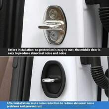 4 Pieces Of Silicone Car Door Lock Protection Sleeves, Rust Proof And Noise Reducing Interior Accessories, Suitable For All Car Models, Durable And Quiet Car Interior Accessories