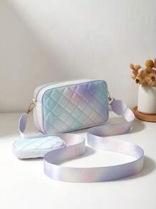 1pc Girl's Mini Wavy Pattern Embossed Letter Bag, Mobile Phone Bag Coin Purse