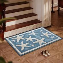1 件海洋风格海星图案超细纤维浴室地毯，防滑超柔软浴室垫、门垫、浴室吸水垫，可机洗，短绒，TPR 背衬，针织面料，适用于浴室、卧室、厨房、玄关、室内外使用，浴室配件和装饰，完美的新居礼物。返校季玄关装饰、浴室、厨房装饰 - 彩色 - 查看 7