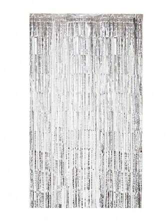 1/5 STUKS Zilveren Metallic Folie Fringe Gordijn 1x2M. Glanzende Kwastjes Tinsel Achtergrond - Regengordijn Feestdecoratie voor Verjaardagen, Bruiloften, Jubilea, Vrijgezellenfeesten, Fotohokjes, Muurachtergronden, Evenementenbenodigdheden