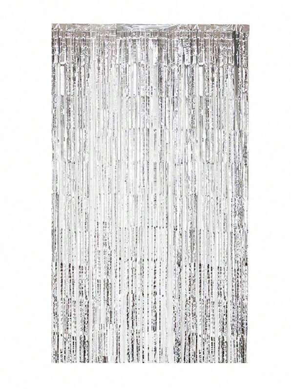 1/5pcs Silver Metal Rain Curtain 1*2M Party Background, Birthday Party Decoration, Tassel Background, Metal Foil, Tassel, Metal Curtain, Silver Party Background, Metal Foil Tassel Tinsel Curtain Birthday Party Wedding Decoration Gift Supplies Birthday, Wedding, Single Women Anniversary Decoration, Adult Rain Curtain, Birthday Party Background Wall Decoration, Tassel Shiny Aluminum Film Wall Curtain