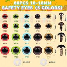 160Pcs Multifunctional Safety Eyes For Amigurumi With Washers 10/12/16/18mm Colorful Plastic Safety Eyes For Crochet Craft Safety Eyes Gift Crochet Lovers Halloween Decorations Stuffed Animals Crafting Office Stationery Supplies - 1 pack - View 2
