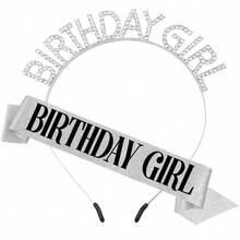 1 套生日腰带和头带，派对配饰，生日头带和腰带，适合生日派对，女士发饰配饰 - 銀色 - 查看 11