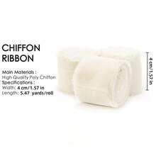 3 rolki wstążki szyfonowej z frędzlami, 1,5 cala szerokości i 21 jardów długości, wstążka szyfonowa z frędzlami, odpowiednia do zaproszeń ślubnych, bukietów ślubnych, pakowania prezentów, rękodzieła, tworzenia kokard, dekoracji imprezowych i wystroju wnętrz.