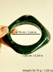 1 pieza Elegante brazalete ancho de resina verde retro, brazalete personalizado de moda y encantador
