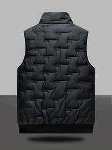 1pc Men's Outdoor Thicken Thermal Zip Up Pockets Casual Vest Jacket, Couple Style,Fleece,Winter - Black - View 4