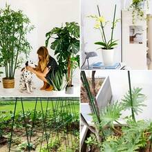 17件套坚固耐用的花园支撑架套装，帮助您的蔬菜和水果垂直安全生长，多功能花园支撑杆套装，可自由组合组装。 - 軍綠色 - 查看 10