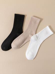 1/5 Pairs Solid Color Candy Series High Elasticity Soft Comfortable Women Mid-Calf Socks, Fashionable & Personalized For Daily Use - Mouldless - View 20