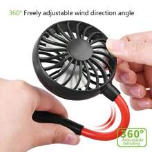Ventilador de verano portátil, ventilador refrigerado, ventilador de cuello con manos libres, ventilador colgante recargable por USB de 1200 mAh, mini ventilador deportivo con 3 velocidades ajustables, ventilador doble para el hogar y la oficina