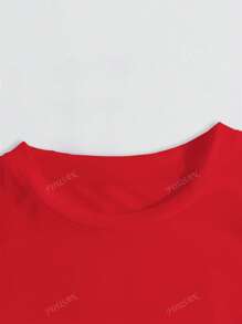 T-shirt con scollo a ciurillo con stampa di lettere, modello casual e ampio, a maniche corte, per l'estate, adatta per donna