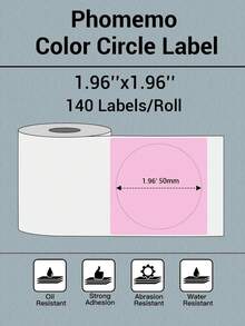Phomemo 1卷彩色花朵形状热敏标签，尺寸1.97英寸 x 1.97英寸（50x50毫米），多用途自粘热敏打印纸，适用于服装标签、价格标签、类别标签、包装贴纸、运输标签