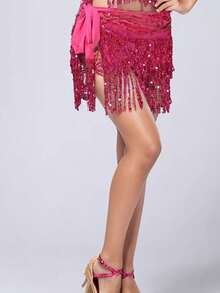 肚皮舞裙臀巾亮片流苏肚皮舞裙舞蹈臀带拉丁舞草裙舞臀巾表演服装