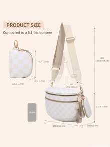 2025 New Fashion Plaid Coin Purse Large Capacity Shoulder Bag Versatile Lightweight Messenger Bag