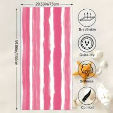 1pc Extra Large Size, Multi-Size, Blue, Navy Blue, Pink, Light Gray, Watercolor Striped, Super Soft Microfiber, Printed, Absorbent Bath Towel, Beach Towel, Essential For Vacation, Beach, Swimming Pool, Gym, MultipurposeTravel Essentials Travel Accessories Beach Essentials