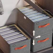 6 Grids With Washable Foldable PP Board Clothes And Trousers Storage Box - Caixa Com Tampa E 7 Compartimentos - View 2