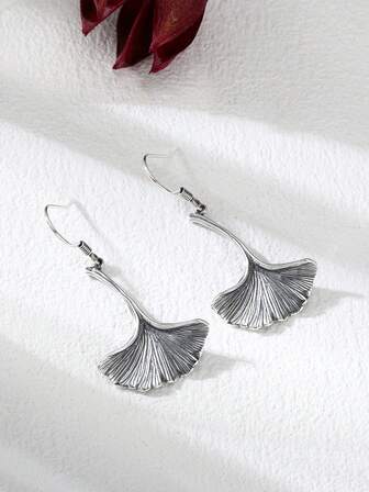 1 Pair 925 Sterling Silver Retro Unique Ginkgo Leaf Design Earrings/Eardrops, Suitable For Women's Everyday Wear