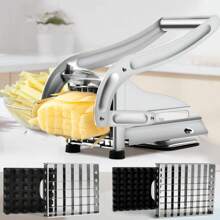 French Fry Cutter With 2 Blades, Stainless Steel Professional French Fry Cutter, French Fry Slicer, French Fry Cutter For Pressed Fries, Multifunctional Vegetable And Fruit Slicer Kitchen Tool, Holiday Gift