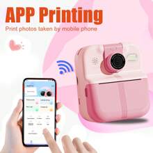 Kinderen camera instant camera, 180° roterende selfie lens print en digitale camera muziekspeler, geniet van de muziek tijd, idee cadeau voor kinderen, kan app verbinding printen, het is zowel een camera en een printer met 2 rollen papier