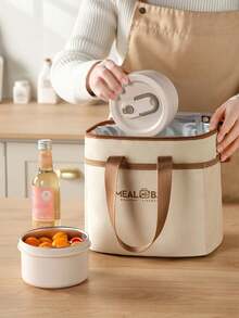 1pc Insulated Lunch Bag Tote Cooler, Thick Aluminum Foil, Waterproof Lunch Bag For Office Workers And Students - Multicolor - View 8