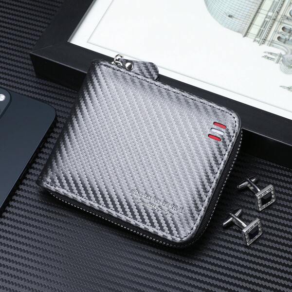 1pc New Style Men's Wallet, Fashion Casual Carbon Fiber Multi-Functional Wallet, Youth Student Versatile Multi-Card Wallet, Gift For Young Men