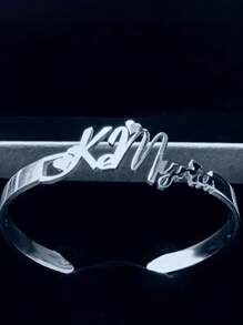 Ladies' Custom Engraved 18K Gold-Plated Stainless Steel Bracelet - Customizable Jewelry Gift, Elegant Design For Daily Wear And Parties, Ideal For Thanksgiving, Luxurious Texture
