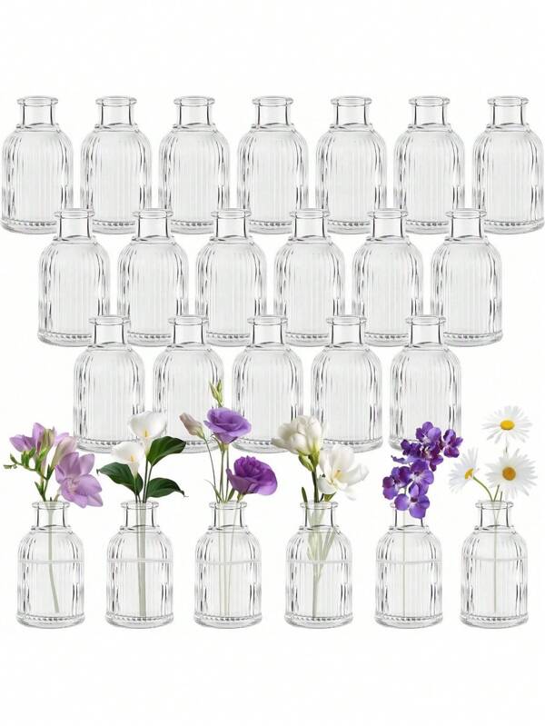 A Set Of 6/12 Glass Vases, Vintage Decorative Centerpiece, Vintage Bottle Tabletop Decoration, Used For Weddings, Receptions, Home Decor, Holiday Party Decoration