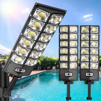 Luci solari per esterni da 15° con lampada aggiornata a doppia fila laterale, 504 lampadine LED ad alto rendimento, 3 batterie 18650, lampada ricaricabile, lampada stradale solare, decorazione da giardino, luci per esterni, illuminazione per festival, faro, per sorelle, raduni in giardino, decorazione per feste all'aperto, lampada per piscina