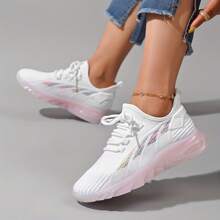 Zapatos deportivos informales, cómodos y de moda para mujer, con suela y cara suaves y cordones, para ejercicio y correr