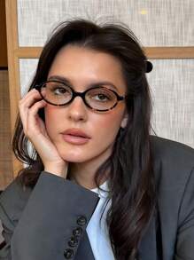 1 Stück Damen Elliptische Kleinrahmen Personalisierte Street Snap Konkave Form Klare Brille Klare Brillen Accessoires Blaulichtfilter Brillen Accessoires für Frauen