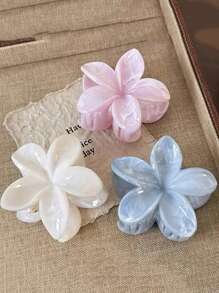 3pcs Women Chic Acrylic Gradient Large Flower Hair Claw, Elegant Casual Hairpin Clip Barrette For Bun, Updo, Vacation Outfit Hair Accessories Hair Clips Hair Jaw Clip Hair Clamps Hair Clutch Hair Catcher Clip