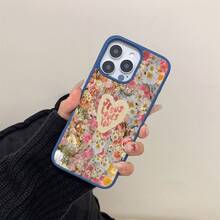 The Latest Aesthetic Transparent Macaron Magnetic Phone Case In 2025, Featuring A Flower Heart Jesus Pattern. Made Of Acrylic, It Is Shockproof And Drop-Resistant. It Is Applicable To Mobile Phones 16 15 14 13 12 11 Pro Max Plus And Can Be Given To Family Members/Friends/Best Friends - 藍色 - 查看 4
