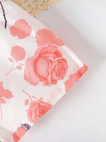 Conjunto de top de camisola sin mangas con volantes + pantalones cortos con estampado todo sobre de girasol y decoración de lazo para niñas jóvenes