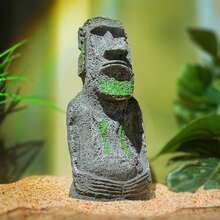 An Aquarium Ornament Inspired By Easter Island, With A Resin Statue With Pipes And A Small Landscape Fish Tank Decoration, Has A Moss Texture, Is Suitable For Aquarium Environment. - Multicolor - View 4