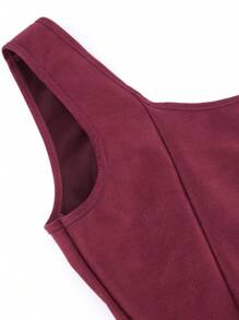 Lace-Up Front Wide Strap Women Corset Top Tank, Tight-Fitting Waist Slimming Bustier Top For Costume, Punk Crop Top, Clubwear, Cosplay, Halloween