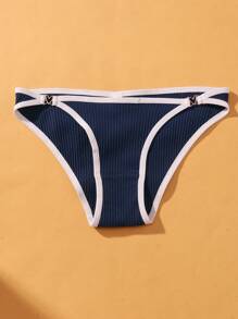 VKME 6 pezzi set di mutande in cotone a vita bassa, biancheria intima con fibbia in metallo, colore unito