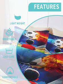 1/3 件双面足球梦儿童床上用品冠军游戏双面羽绒被套套装适合男孩女孩足球爱好者