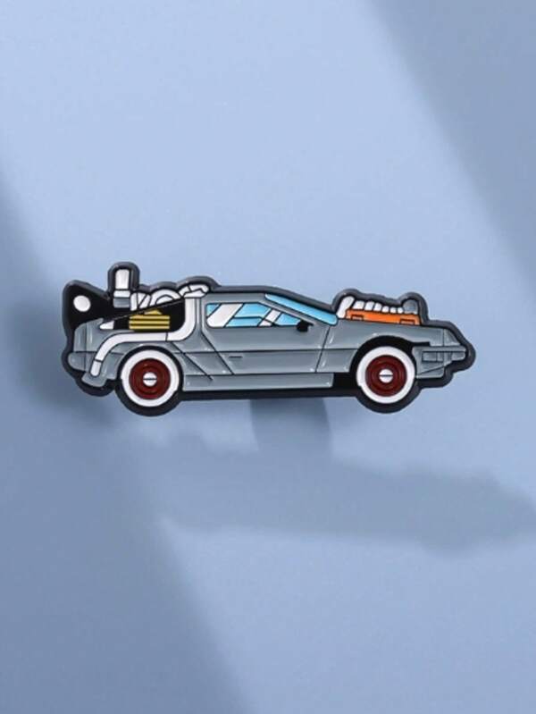 1 pieza Insignia de solapa de metal con diseño de coche de carreras de dibujos animados, accesorio y emblema divertido y personalizado, broche de moda simple