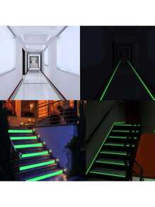 1pc 1.97*196.85inch Glow-In-The-Dark Adhesive Tape, Fireproof Warning Tape For Home Use, Stage Green Fluorescent Anti-Collision Tape, Green Light Adhesive Sticker