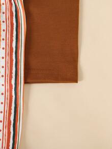 3pcs Baby Girls' Flower & Stripe Full Print Sleeveless Top + Shorts Set