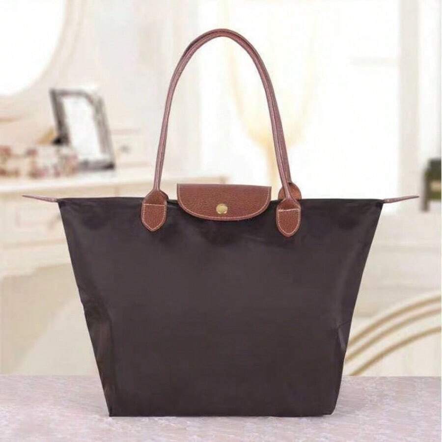 Dumpling Portable Nylon Shoulder Bag, Fashionable Makeup Clothing Storage For Girls, Large Capacity, Commuter Crossbody Bag - Cà phê - Xem 1