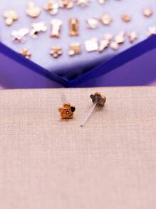 Assorted Mini Cartoon Gold-Color Plastic Stud Earrings, May Not Be The Same As The Picture