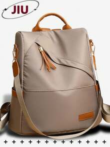 女士防盗复古流苏尼龙双肩包，多功能时尚日常包，多口袋轻便旅行包，大容量简约书包，便捷双肩包，适合学生、护士、教师、商务人士、旅行、通勤、购物、办公、约会、徒步、训练、工作，生日礼物、节日礼物 - 彩色 - 查看 15