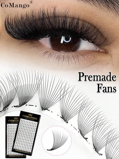 CoMango 120Fans 14D Premade Russian Volume Eyelash Extensions 0.05mm Makeup Premade Volume Fans Short Stem Lashes Natural Faux Mink Eyelashes Fanslash Clusters,Eyelash Clusters,Individual Eyelashes,Lashes,Fake Lashes