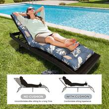 Outdoor Folding Lounger Chair Cushion Recliner Rocking Chair Sofa Mat Chair Cushion For Yard Patio Beach Pool Deck For Outdoor Folding Chaise Lounge Chair Cushion For Beach Sunbathing Patio - 霧霾藍 - 查看 3