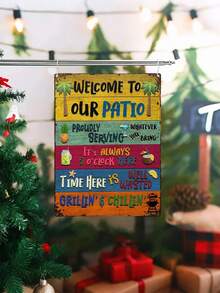 1pc-Welcome To Our Patio Sign, Vintage Metal Tin Sign, Patio Decor For BBQ Party, New Home Gift, Housewarming Gift For Party, Home Decor, Room Decor, Rustic Country Metal Plaque Decor For Outdoor, Yard, Garden Wall Bedroom Decor Wall Decor - Multicolor - View 5