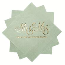Wedding Napkins Disposable 100 PCS, Gold Foil Mr And Mrs Paper Cocktail Napkins For Wedding Dinner Party, 2-Ply,