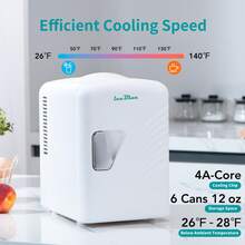 iceBlue 4L Deluxe Portable Mini Fridge - Skincare Fridge With Heating And Refrigeration Functions That Can Hold Up To Six 12-Ounce Cans, Available In Pink And White. - 美規A型插(110-127V) - 查看 3