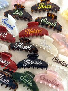 Custom Name Hair Claw Clip,Personalized Hair Decoration,Custom Name Hair Accessory,Anniversary Gift,Wedding,Bride Gift,Bridesmaid,Wife,Woman,School Supplies,Back To School,School Gift,For Office,For School,For Classroom,For Teacher Gifts,For University,For Colleague,For Dorm Rooms,For Teacher,For Boys And Girls,For Teenagers,Junior High School Students,Middle School Students,High School Senior High School Students,College Students,University Students,Freshman,Sophomore,Underclassmen,Durable,Colorful,Cute,Adorable,Funny,Kawaii,Y2K,Stylish,Unisex,Casual,Custom,Personalized,Unique,Customized,Ideal Gifts For Him,Ideal Gifts For Her,Her,Boyfriend,Girlfriend,Family,Friends,Delicate Romance, Urban Chill,Vacay Vibe Au - Multicolor - View 3