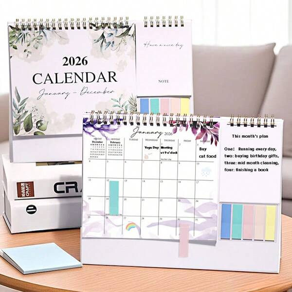 2026 Desktop Decoration Schedule Calendar, With Labels To Remind At Any Time, Flip Through Small Whiteboards To Summarize And Plan Daily Tasks And Plans, Essential Items For Office And School,Back To School,School Supplies